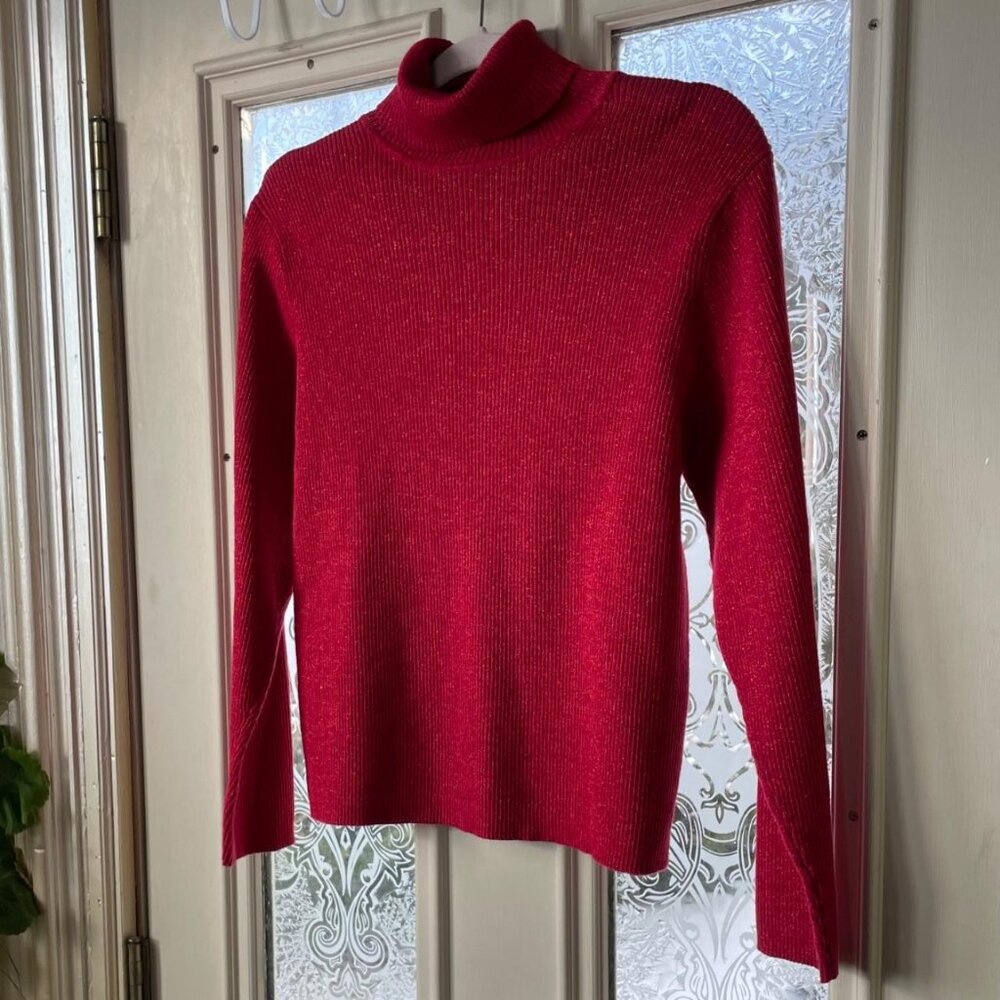 Red Tinsel Turtle Neck